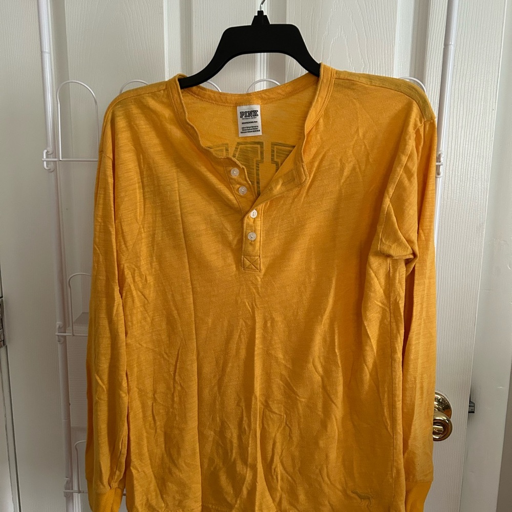 PINK Victoria's Secret Yellow Long Sleeve Tee